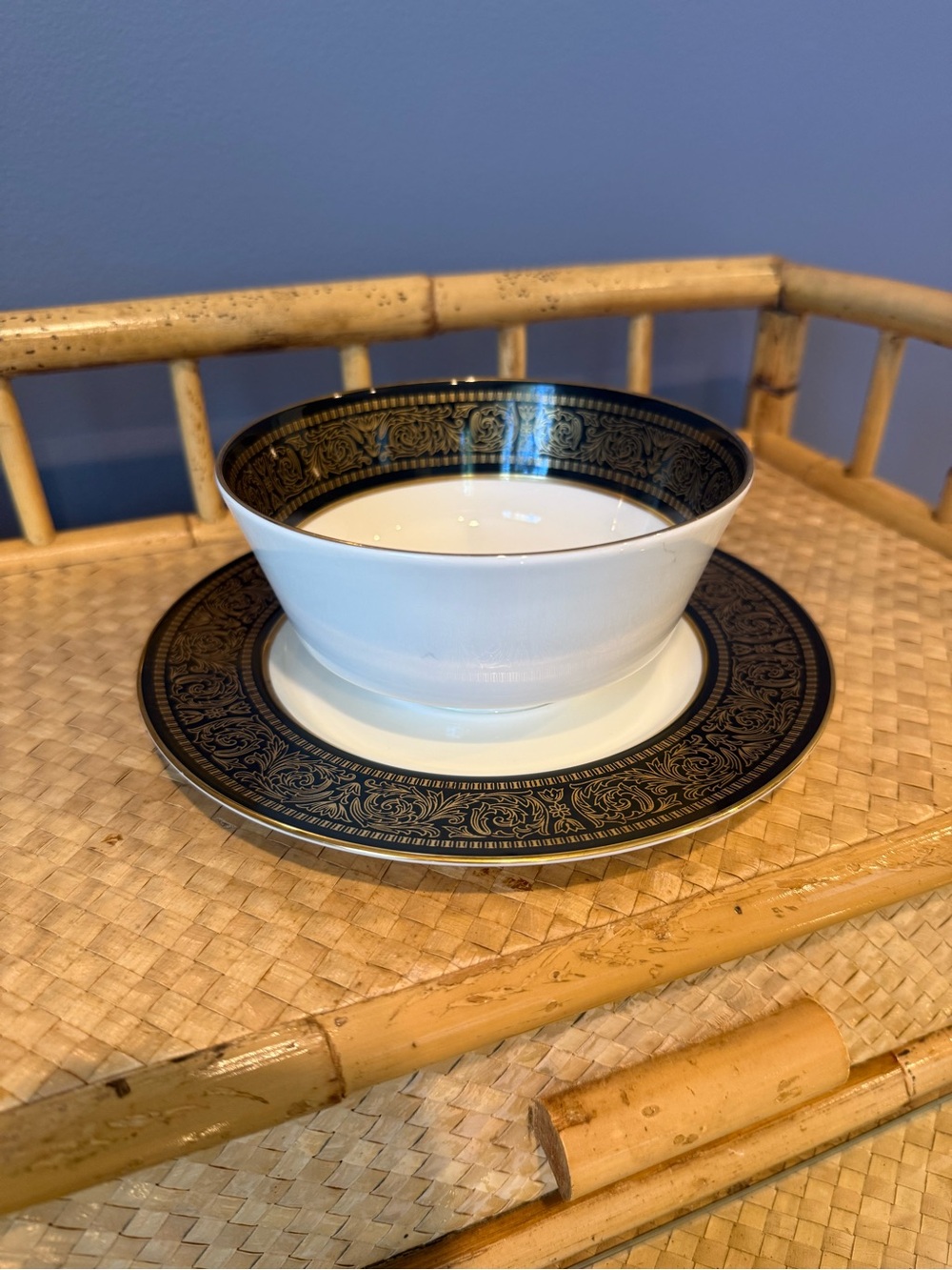 Vintage Mikasa Mount Holyoke Gravy Boat with Attached Plate